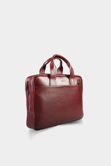 Guard Laptop Entry Claret Red Leather Briefcase - Thumbnail