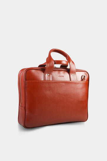 Guard Laptop Entry Tan Leather Briefcase - Thumbnail