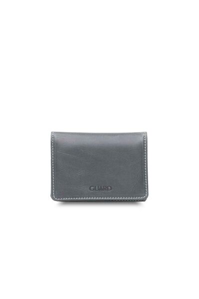 Guard Small Size Antique Dark Gray Leather Card/Business Card Holder with Magnet - Thumbnail