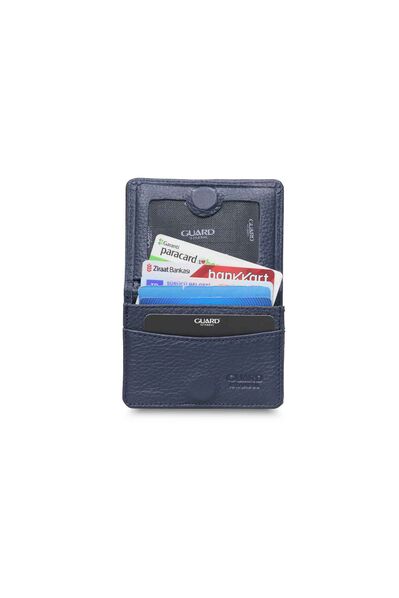 Guard Magnetic Small Size Navy Blue Leather Card/Business Card Holder - Thumbnail