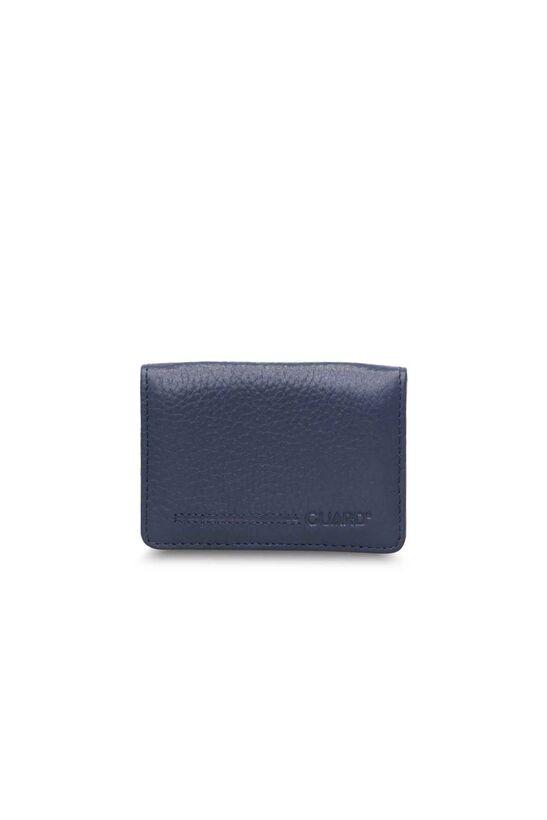 Guard Magnetic Small Size Navy Blue Leather Card/Business Card Holder