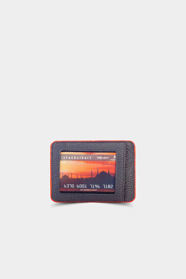 Guard Matte Black / Red Stitched Leather Card Holder - Thumbnail