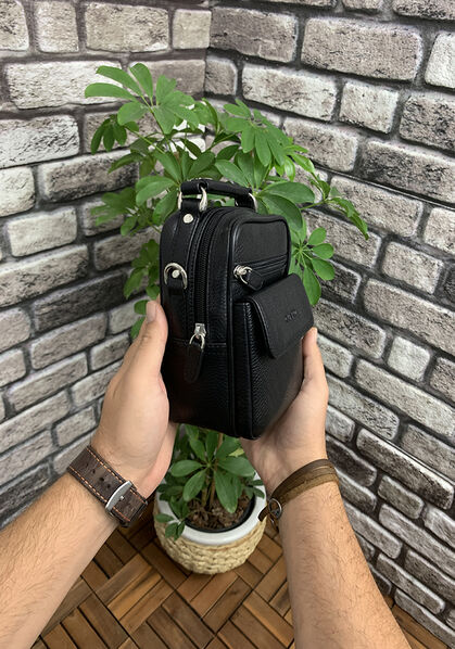 Guard Mini Black Leather Clutch Bag - Thumbnail