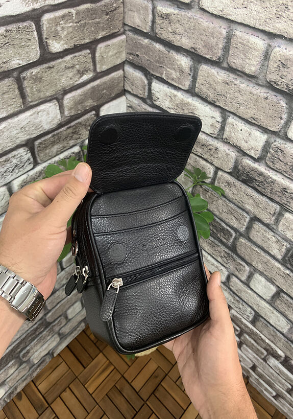 Guard Mini Black Leather Clutch Bag