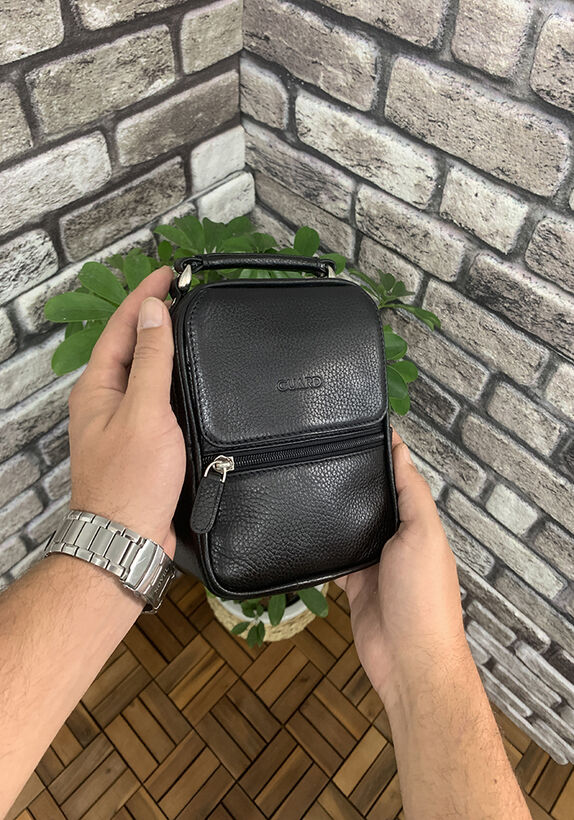 Guard Mini Black Leather Clutch Bag