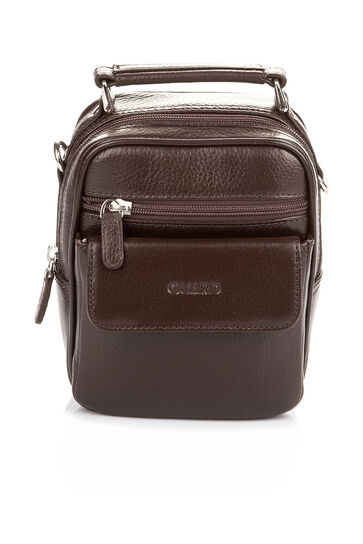 Guard Mini Brown Leather Clutch Bag - Thumbnail