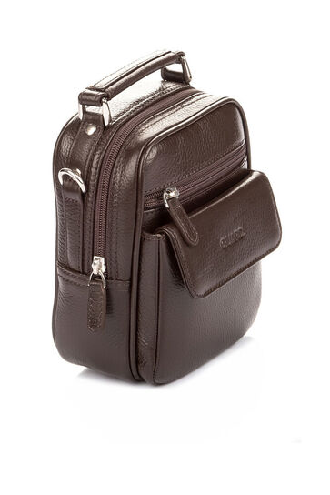 Guard Mini Brown Leather Clutch Bag - Thumbnail