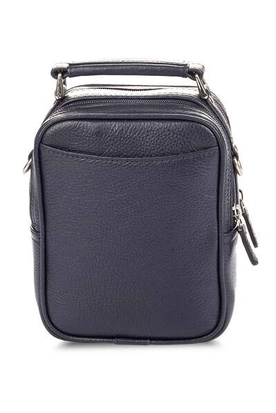 Guard Mini Navy Blue Leather Clutch Bag - Thumbnail