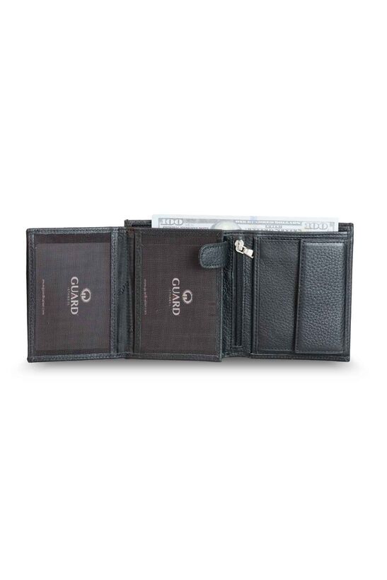 Guard Multi-Compartment Vertical Black Leather Men's Wallet