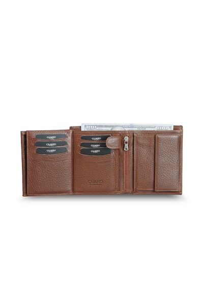 Guard Multi-Compartment Vertical Tan Leather Men's Wallet - Thumbnail