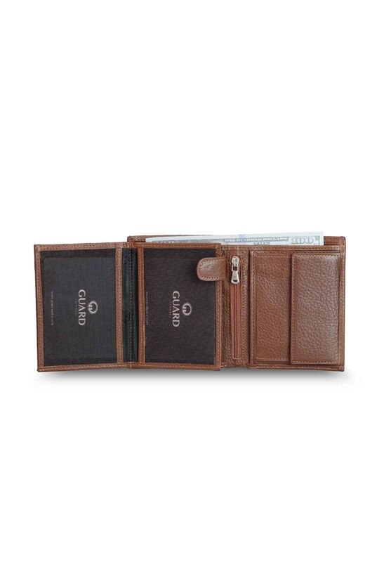 Guard Multi-Compartment Vertical Tan Leather Men's Wallet