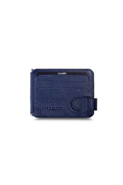 Guard Navy Blue Clip-on Leather Card Holder - Thumbnail