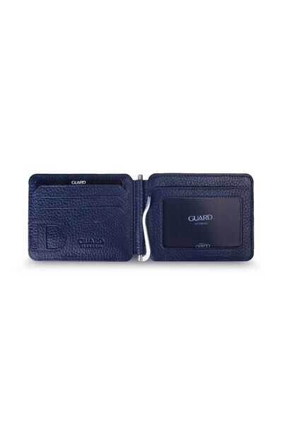 Guard Navy Blue Clip-on Leather Card Holder - Thumbnail