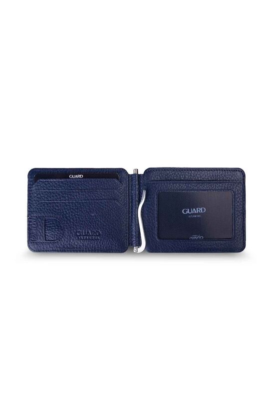 Guard Navy Blue Clip-on Leather Card Holder