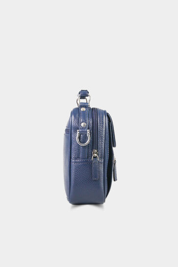 Guard Navy Blue Leather Handbag - Thumbnail