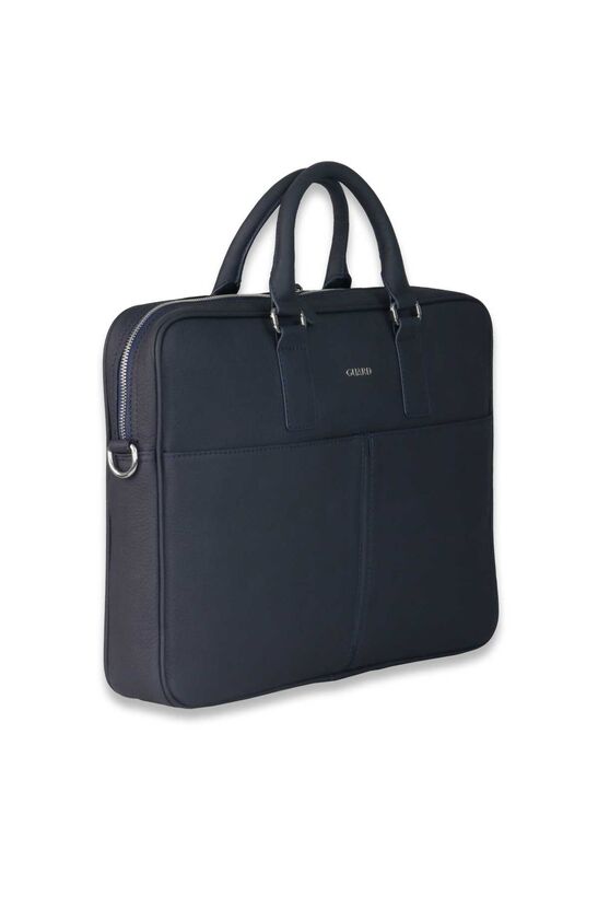 Guard Navy Blue Genuine Leather Briefcase with Laptop Entry
