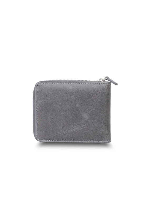 Guard Antique Gray Zipper Horizontal Mini Leather Wallet