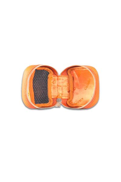Guard Orange Zippered Leather Mini Accessory Bag - Thumbnail