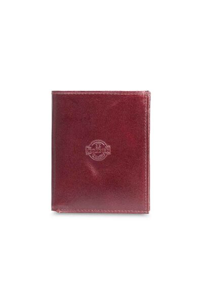 Özder Multi-Compartment Vertical Claret Red Leather Men's Wallet - Thumbnail