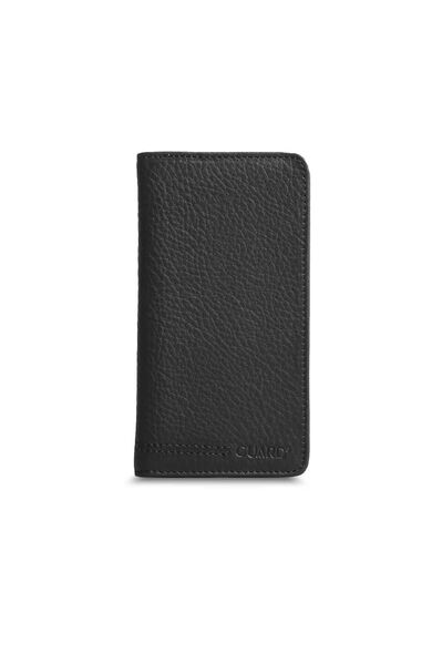Guard Black Leather Portfolio Wallet with Phone Entry - Thumbnail