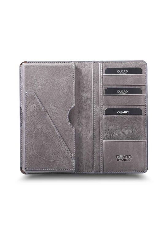Guard Plus Antique Gray Leather Unisex Wallet with Phone Entry