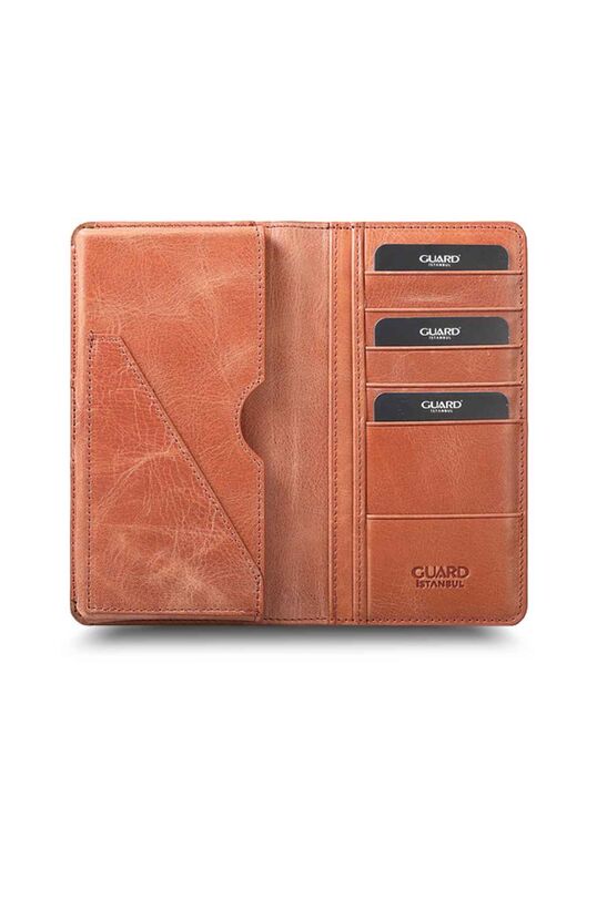 Guard Plus Antique Tan Leather Unisex Wallet with Phone Entry