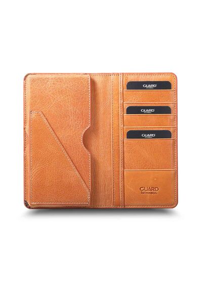 Guard - Guard Plus Telefon Girişli Antik Sarı Deri Unisex Cüzdan (1)