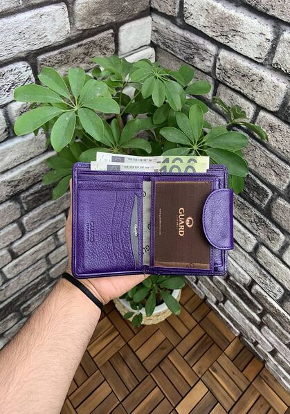 Guard Purple Leather Women's Wallet - Thumbnail