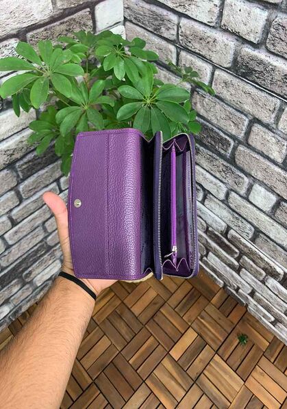 Guard Purple Zippered Leather Women's Wallet - Thumbnail