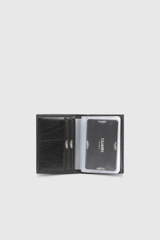 Guard Genuine Leather Transparent Black Credit Card Holder