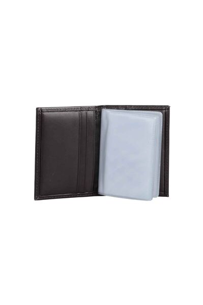 Guard Genuine Leather Transparent Brown Credit Card Holder - Thumbnail