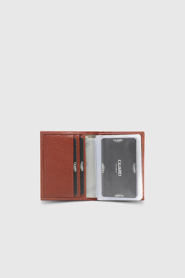 Guard Genuine Leather Transparent Tan Credit Card Holder - Thumbnail