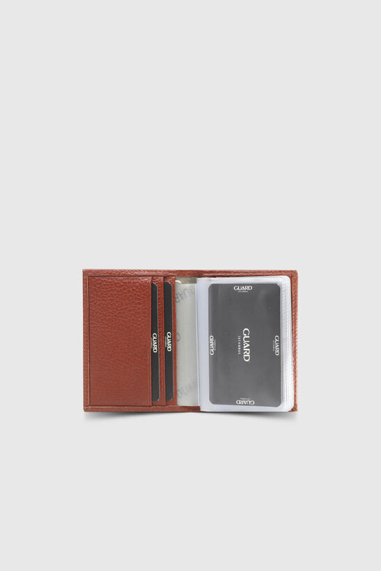 Guard Genuine Leather Transparent Tan Credit Card Holder