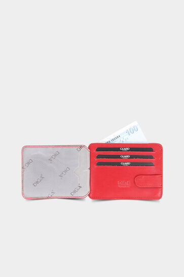 Diga Red Horizontal Leather Card Holder / Business Card Holder - Thumbnail