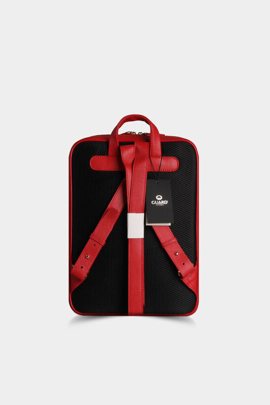 Guard Red Horizontal Stitched Leather Backpack