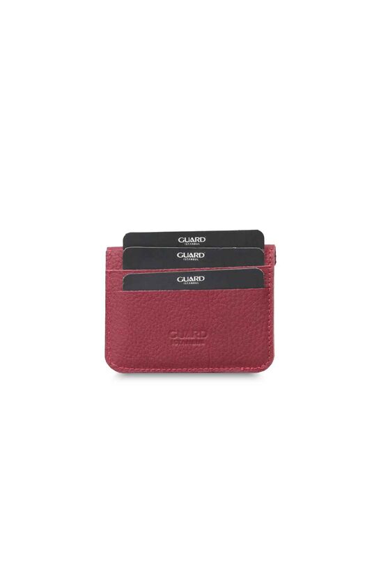 Guard Red Mini Leather Card Holder with Banknote Compartment