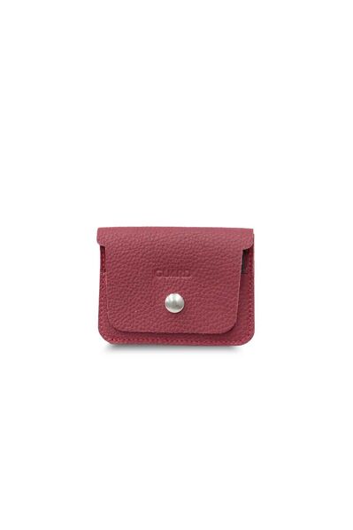 Guard Red Mini Leather Card Holder with Banknote Compartment - Thumbnail