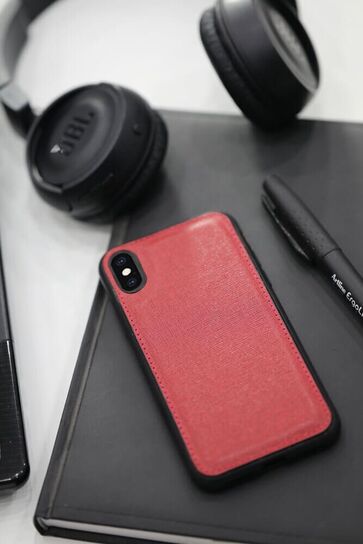 Guard Red Saffiano Leather iPhone X / XS Case - Thumbnail