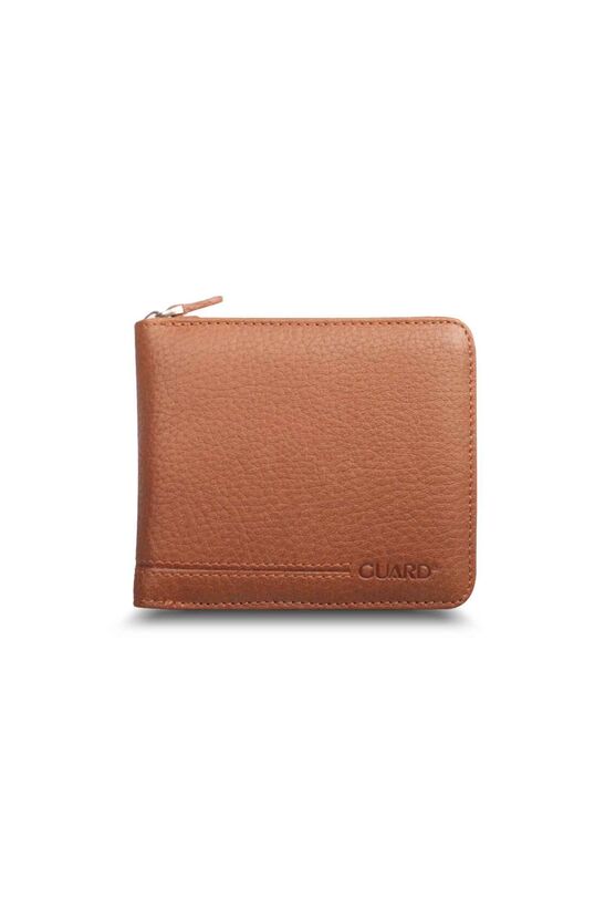 Guard Retro Zippered Leather Tan Wallet