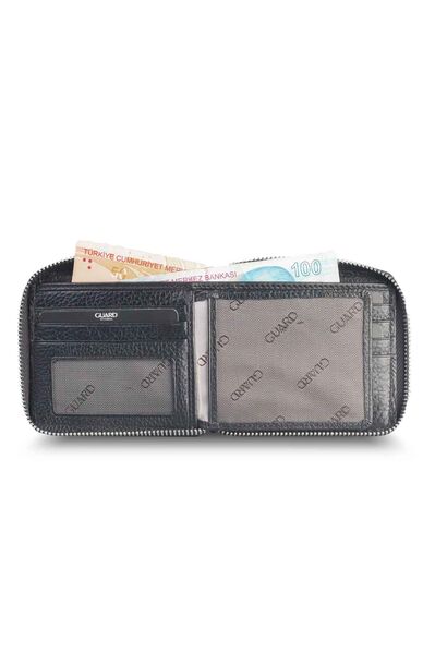 Guard - Guard Retro Zippered Leather Black Wallet (1)