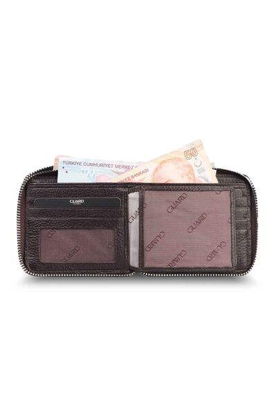 Guard - Guard Retro Zippered Leather Brown Wallet (1)