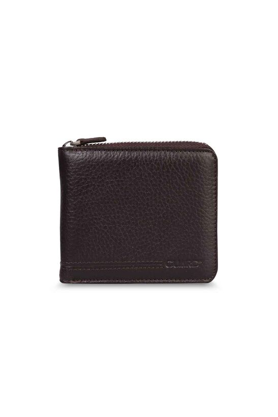 Guard Retro Zippered Leather Brown Wallet