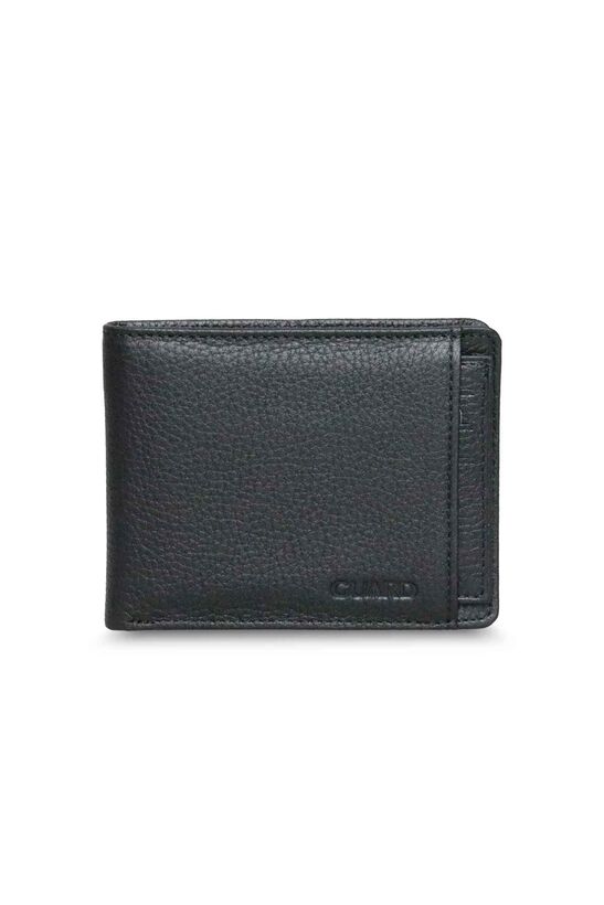 Guard Black Genuine Leather Men's Wallet with Hidden Card Slot