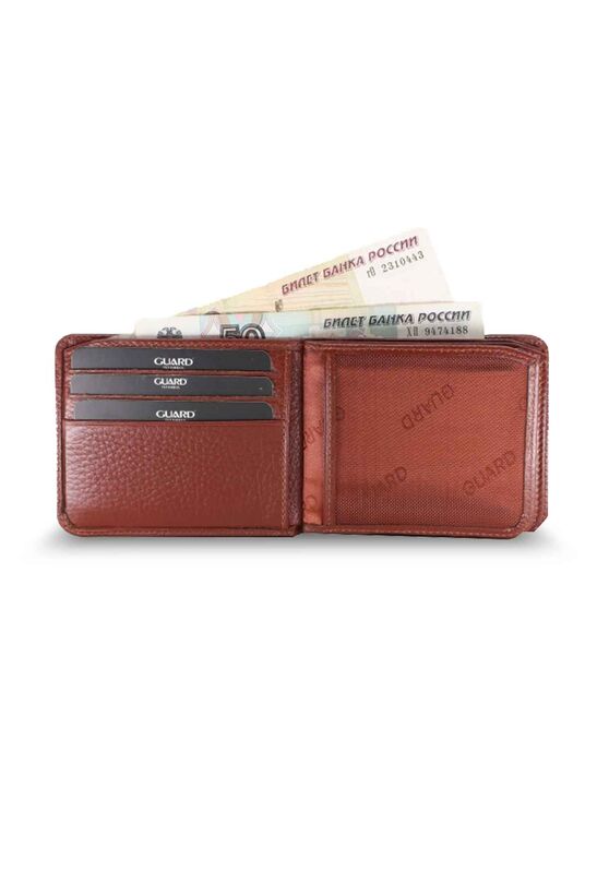Guard Stitch Detail Tan Leather Men's Wallet