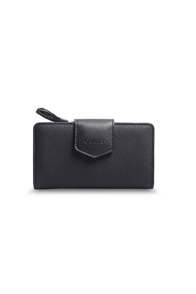 Guard Small Size Black Leather Women's Wallet - Thumbnail