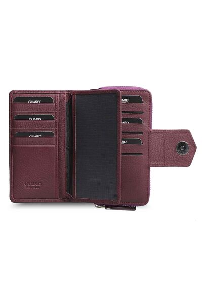 Guard Small Size Purple Leather Women's Wallet - Thumbnail