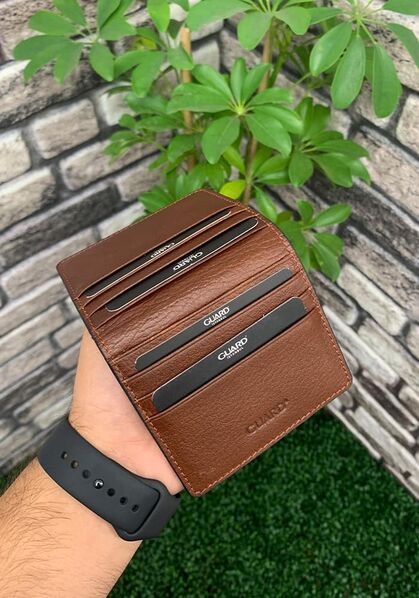 Guard Tan/Brown Design Leather Card Holder - Thumbnail