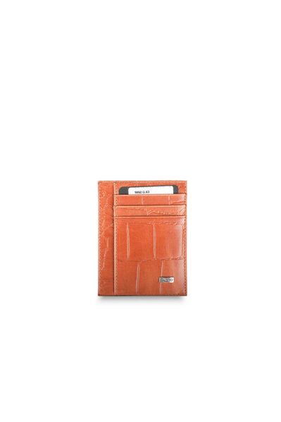 Guard Tan Croco Print Leather Card Holder - Thumbnail