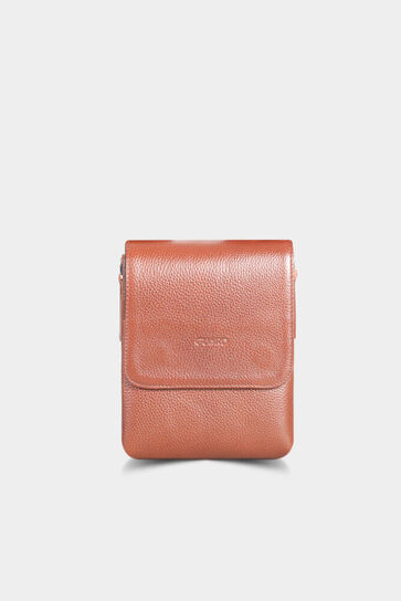 Guard Tan Leather Multi Compartment Shoulder Bag - Thumbnail