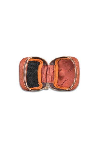 Guard Tan Zippered Leather Mini Accessory Bag - Thumbnail